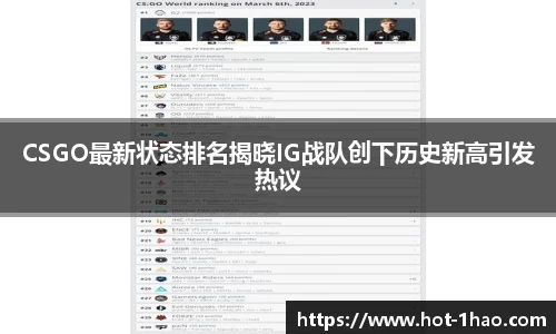 CSGO最新状态排名揭晓IG战队创下历史新高引发热议